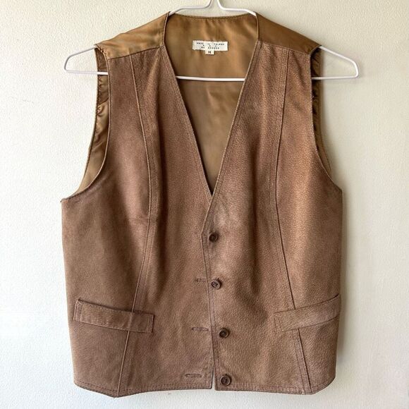 Vintage 70s Nubuck Suede Vest Unisex M Western Boho Layering Button Front - Picture 10 of 10
